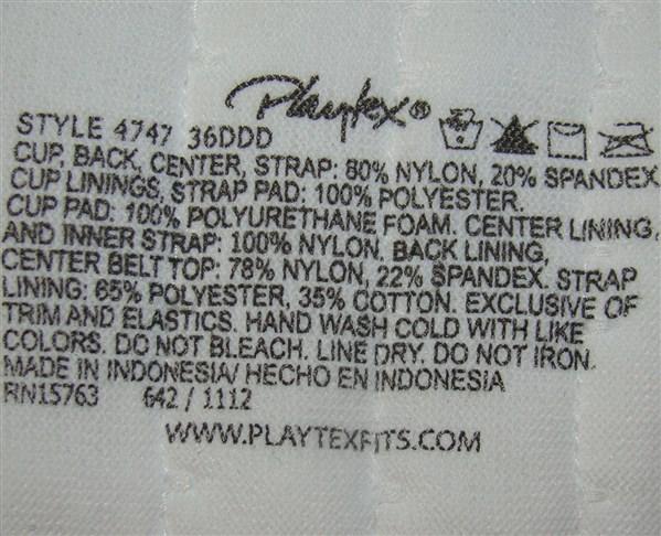 NWOT Playtex 40C Perfectly Smooth Underwire Bra 4747 White #100241