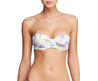 NWT Zinke Kaleidoscope L Argyle Print Underwired Bandeau Bikini Swim Top #100243