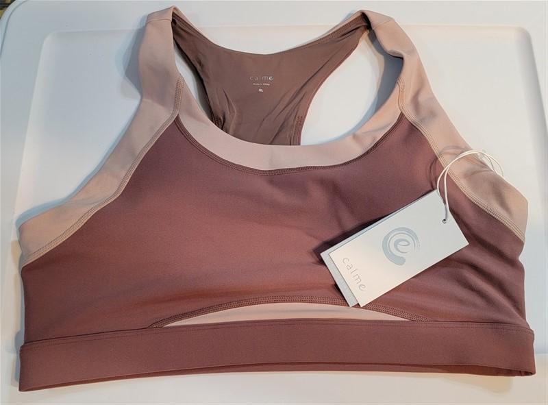 NWT Calme Endurance Color Block Sports Bra Sz XL Mauve 100288