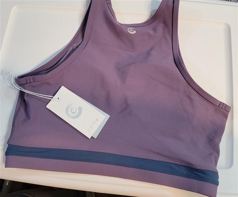 NWOT Calme Criss Cross Sports Bra Sz M Purple 100297