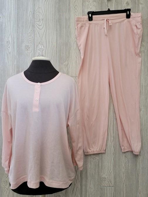 NWT Papinelle L Unwind Henley Jogger Pajamas Pink 100320