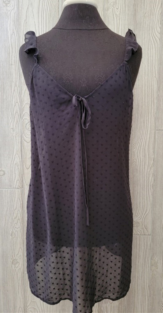NWT Chelsea28 M Black Sheer Swiss Dot Chemise Nightgown 100332