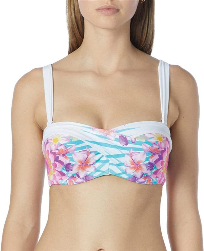 NWT Coco Reef White Spring 36/38D Floral Five Way Halter Bikini Swim Top #100400