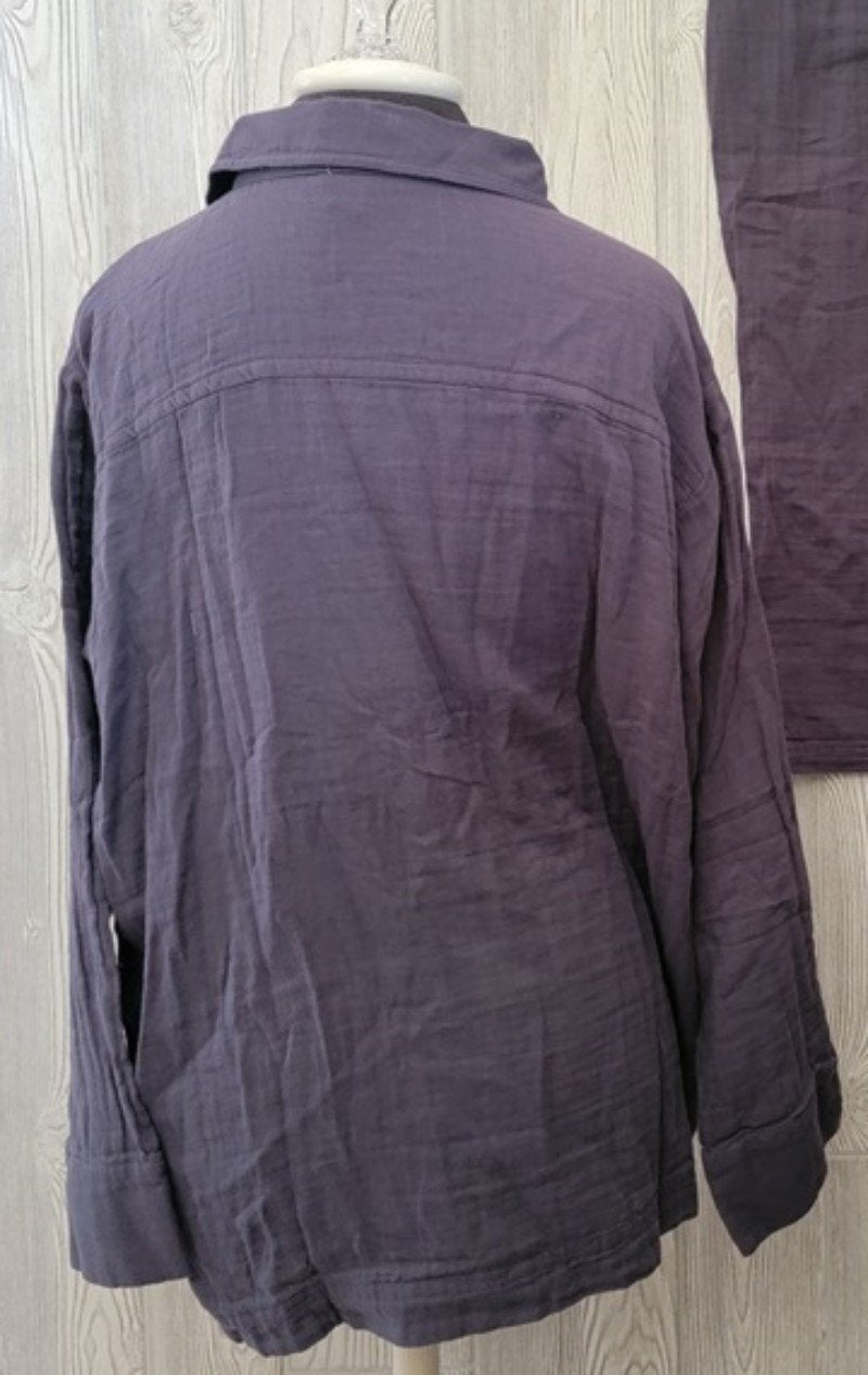 NWT Calme S Shacket Button up Shirt Jacket Crinkle Gauze Gray 100447