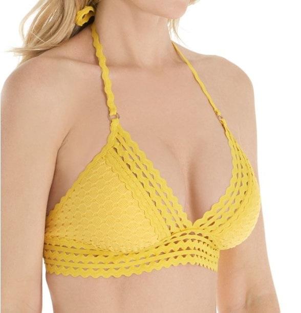 NWOT Robin Piccone Chira XS Yellow Triangle Bikini Swim Top #100457