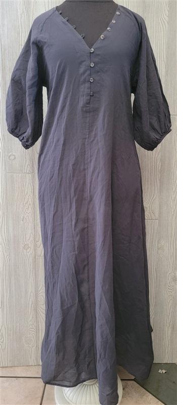NWT Calme XS V neck Buttoned Raglan Dress Gray Crinkle Gauze 100464