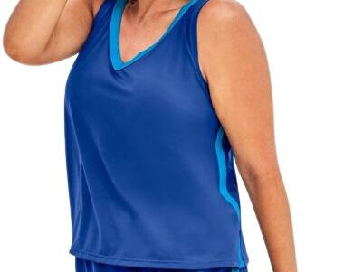 NWT Blair Off Blue SZ 10 C/D Cup Solid Sporty Tankini Swim Top #100480