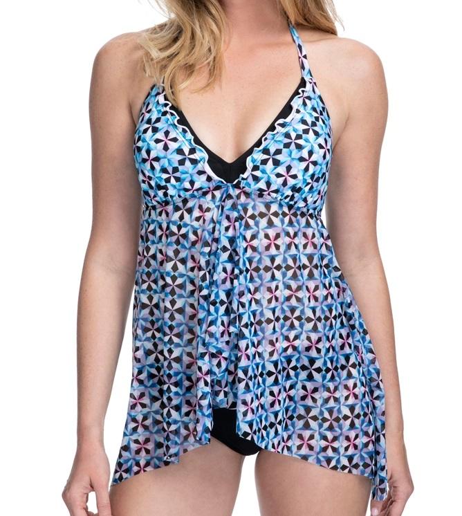 NWT Profile By Gottex Pinwheel SZ 10 Halter Triangle Tankini Swim Top #100492
