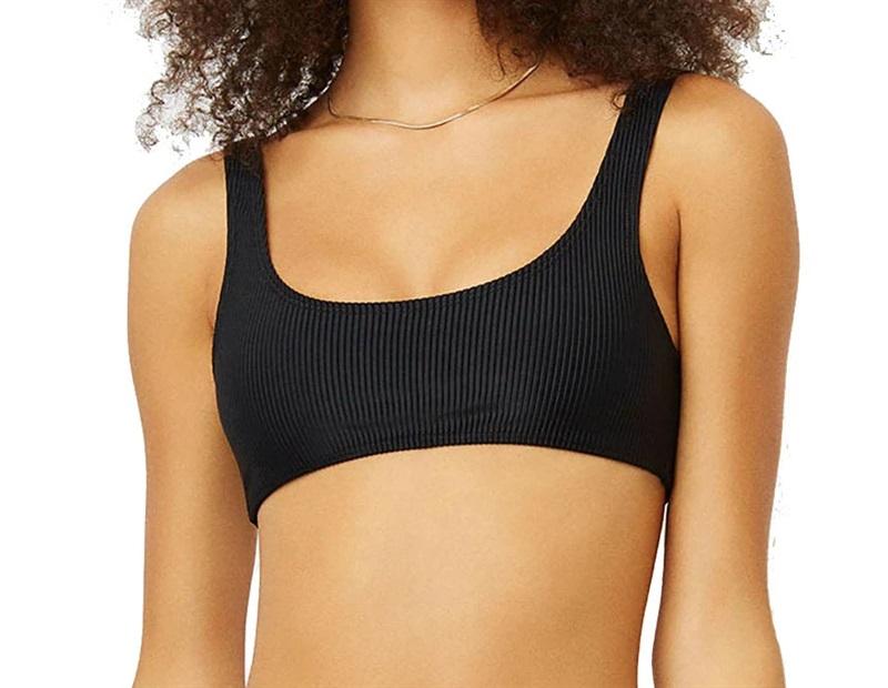 NWOT EBW Connor XS Solid Black Ribbed Racerback Bikini Swim Top #100495