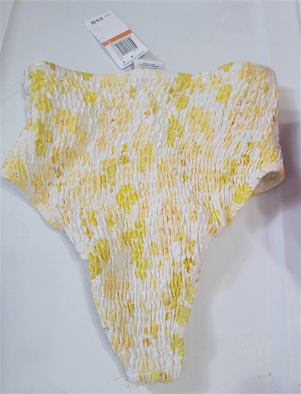 NWT Charlie Holiday Daisy M Smocked High-Waisted Bikini Swim Bottom #100496