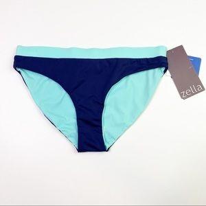 NWT Zella Performer Blue Reversible M Modest Bikini Swim Bottoms #100527