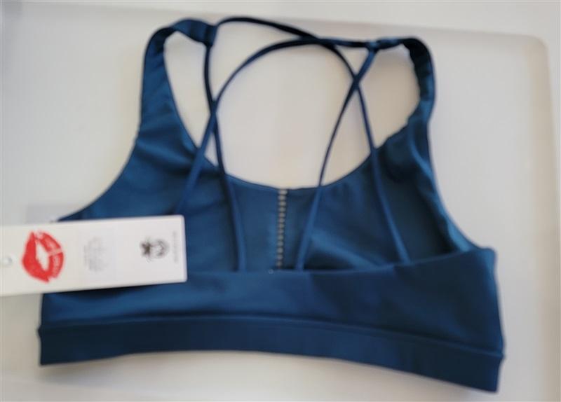NWT WildFox S Flora Solid Sports Tank Bra Blue 100541
