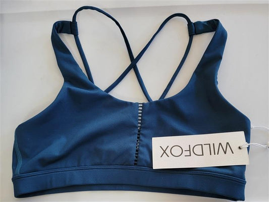 NWT WildFox S Flora Solid Sports Tank Bra Blue 100541