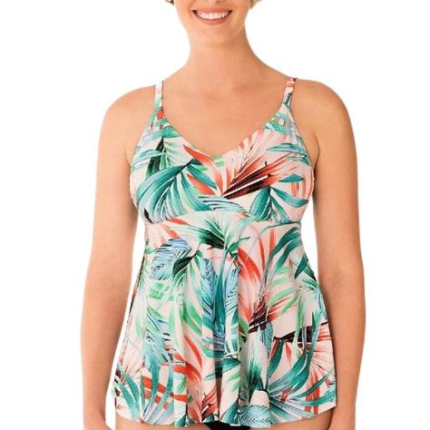 NWOT Swim Solutions Resort Ready SZ 10 Palm Underwired Tankini Swim Top #100544