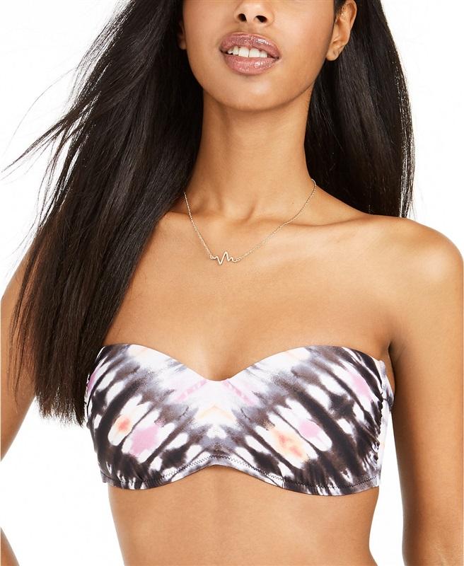 NWT Bar iii Ink Dye XL Tie-Dye Molded Halter Bandeau Bikini Top #100551