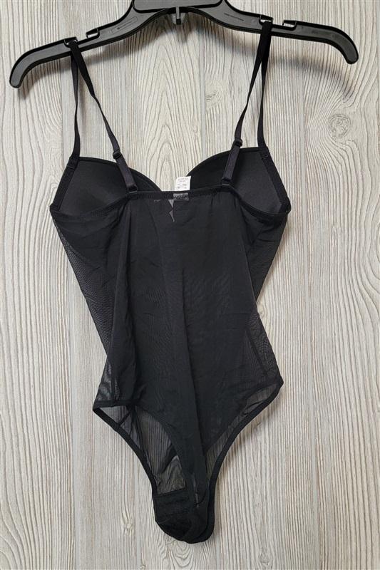 NWT SISI Ferretto Tulle Black Sheer YA58 Bodysuit Sz 36 100610