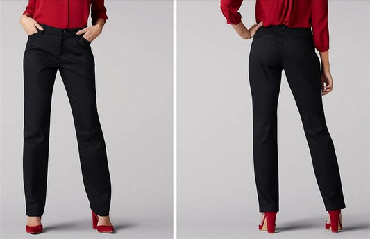 NWT Lee 18 M Wrinkle Free Straight Leg Pants Black 100640