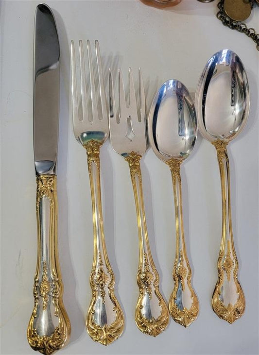 NWT Towle 5pc Place Setting Old Masters Sterling Gold Flatware +Box