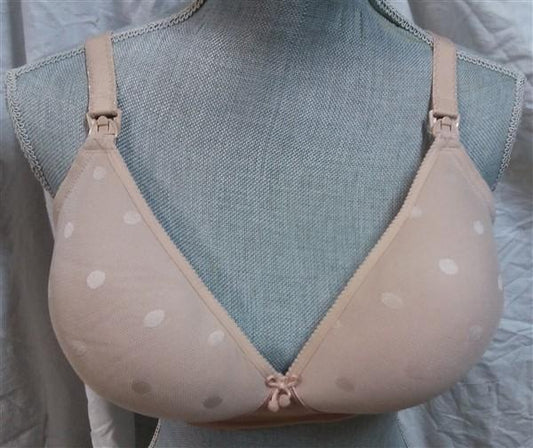 NWTD Cake 30E Mousse Dot Wire Free Nursing Bra 25-1023 Beige 100653