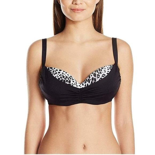 NWT Coco Reef Cast Black 32/34DD Animal Print Underwired Bikini Swim Top #101690