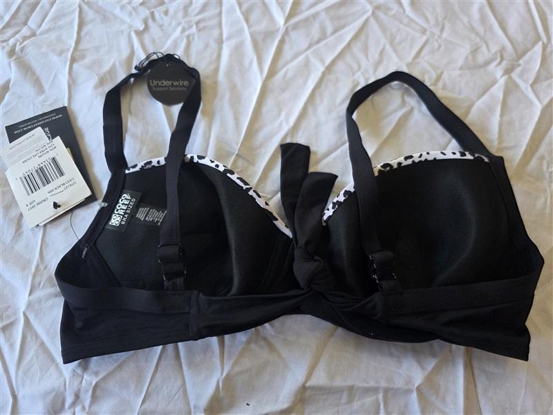 NWT Coco Reef Cast Black 32/34DD Animal Print Underwired Bikini Swim Top #101690