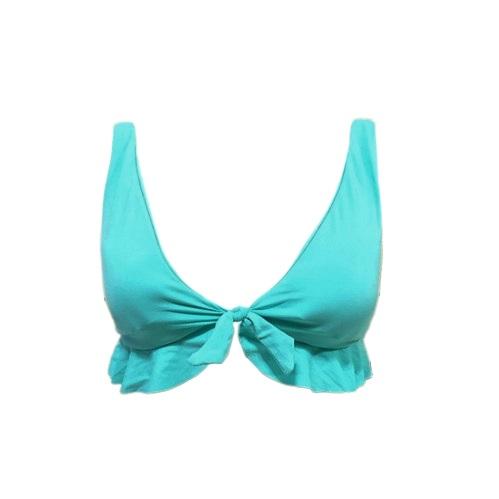 NWOT Isabella Rose Cami L Solid Teal Ruffle Triangle Bikini Swim Top #101790