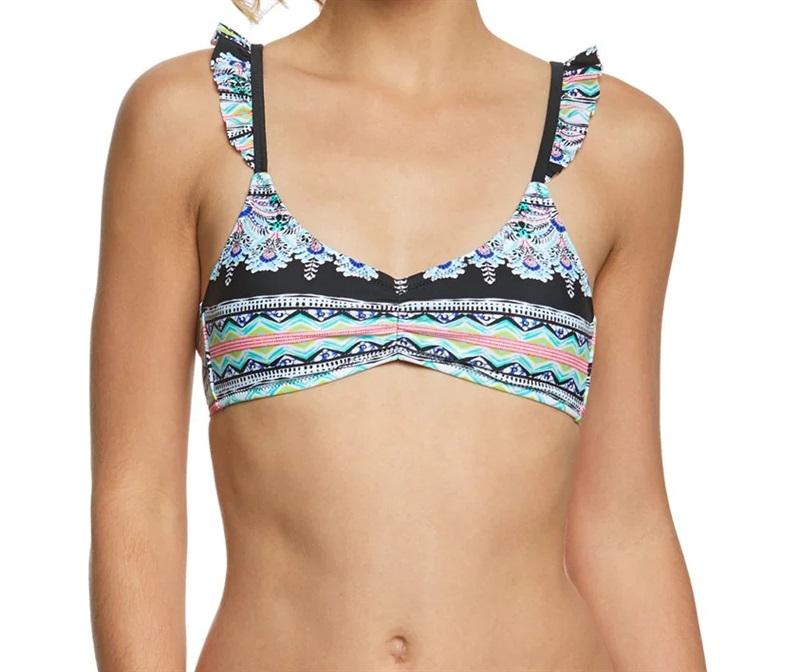 NWT Raisins Angel Wings M Tribal Flounced Ruched Bikini Swim Top #102799