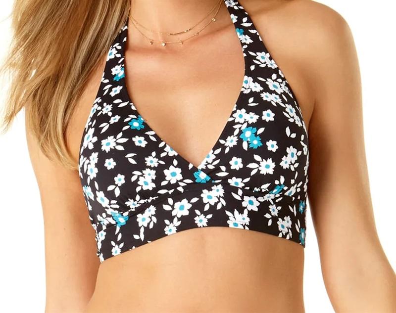NWT Anne Cole Beautiful Bunches M Floral V-Neck Triangle Bikini Swim Top #102869