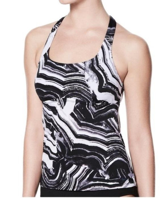 NWT Nike Team Beach M Marble Racerback Scoop Tankini Swim Top #102904