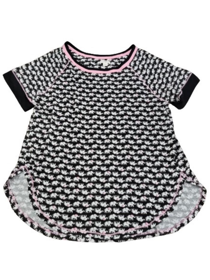 New Layla S Contrast Trim Jersey Short Sleeve Pajama Top Elephant Print #102913