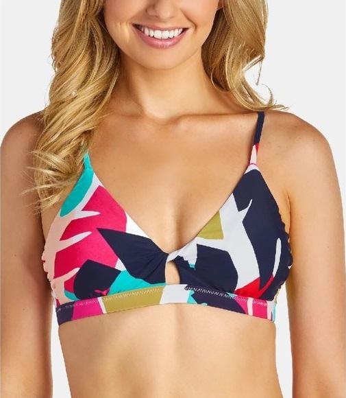 NWT Raisins Pacific Maldives S Abstract Palm Triangle Bikini Swim Top #102915