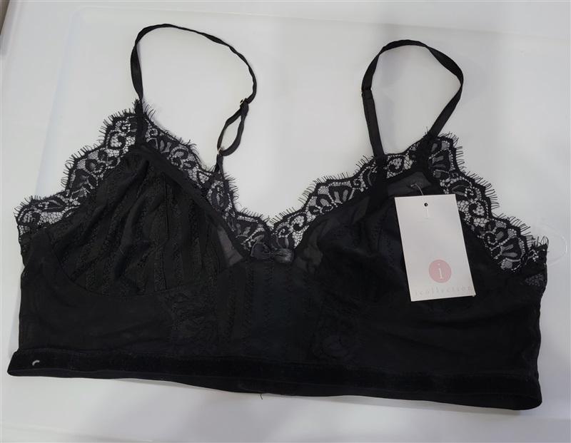 NWT I Collection L Bralette Lace 7710 Black 102932