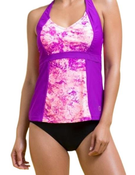 NWT Balance Collection Pink Blaze L Halter Athletic Tankini Swim Top #102950