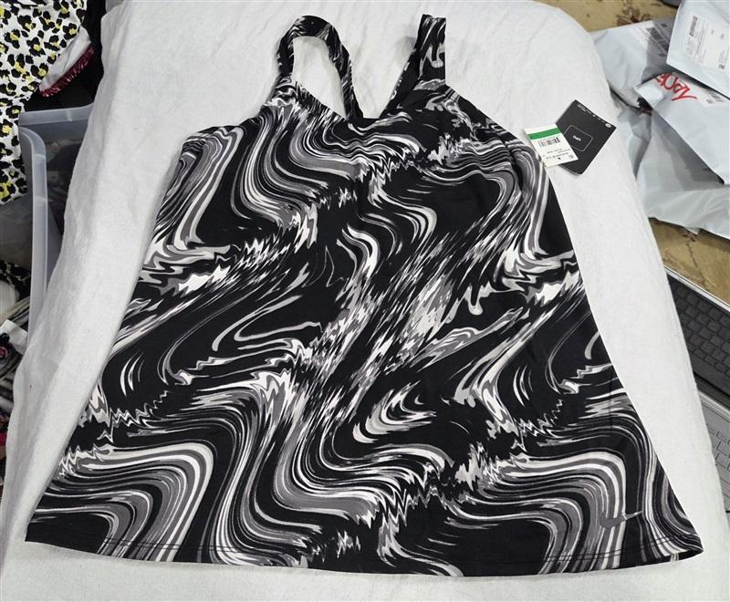 NWOT Nike Team Beach M Marble Racerback Scoop Tankini Swim Top #102952