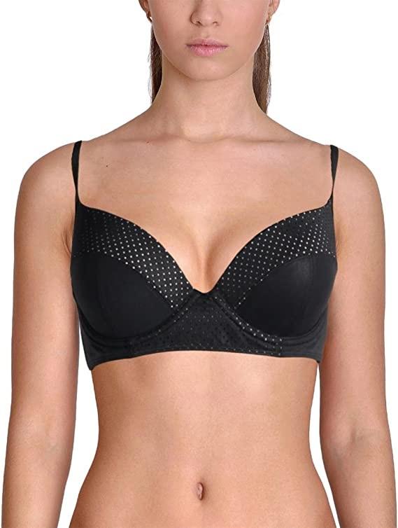NWT Rachel Roy Laser Cut M Black Laced Underwired Bikini Swim Top #102965