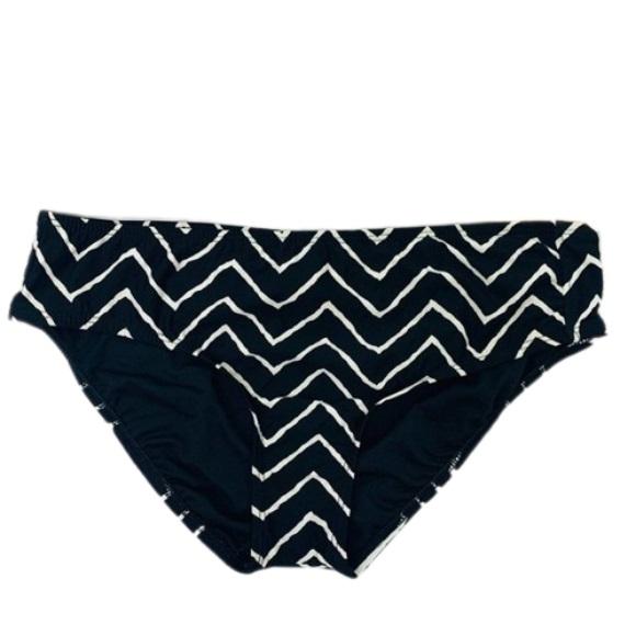 NWT Alex Marie Asymmetrical Chevron SZ 16 Black Full Bikini Swim Bottom #102967