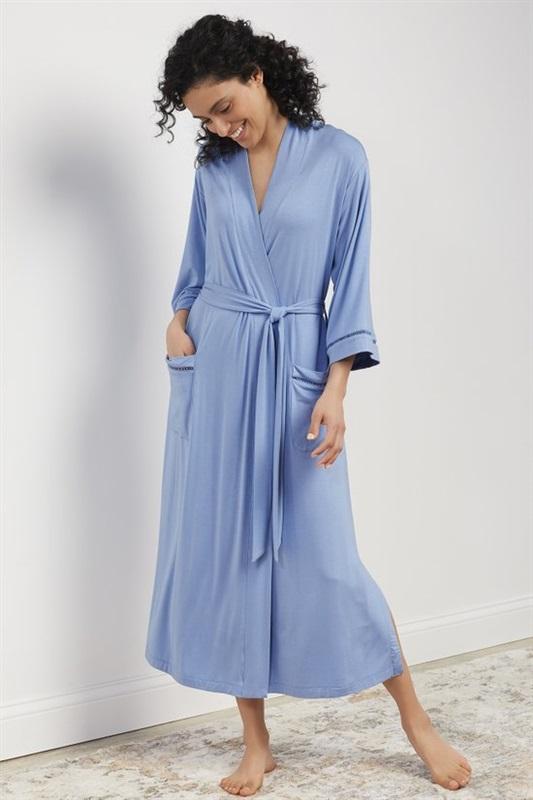 NWTD Soft Surroundings PXL Blissful Bamboo Robe Blue 102971
