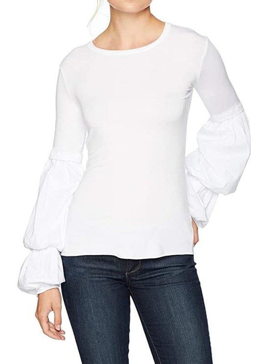 NWOTD Bailey 44 Prince Trompe L'Oeil Puff Sleeve Tee SM White 102972