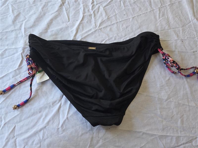 NWT Anne Cole Stevie Stripe L Solid Side-Tie Cheeky Bikini Swim Bottom #102985