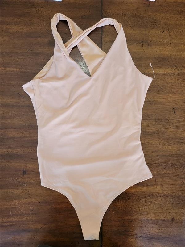 NWT Merci & Reve M Beige Cross Back Bodysuit 102993