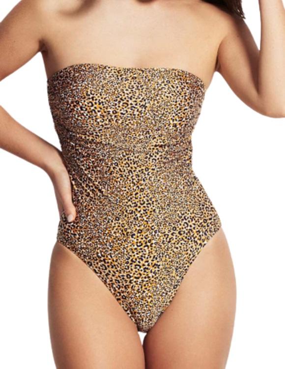 NWOT Seafolly Spirit Animal SZ 12DD Strapless Bandeau One-Piece Swimsuit #103004