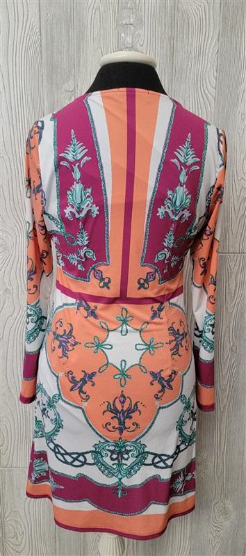 NWOT Hale Bob S Jersey Dress Key Hole Front Neon Colors V Neck 103034