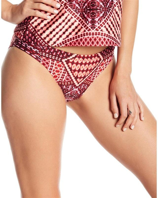 NWOT Kenneth Cole Hidden Paradise M Red Tie Dye Bikini Swim Bottoms #103053