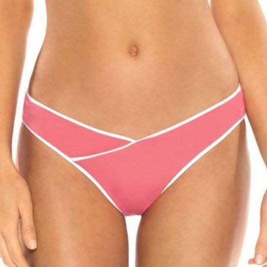 NWT Becca Edge Crossover L Solid Pink Cheeky Bikini Swim Bottom #104069