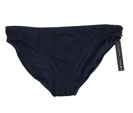 NWT Ivanka Trump Navy Lace L Solid Lined Cheeky Bikini Swim Bottom #104073