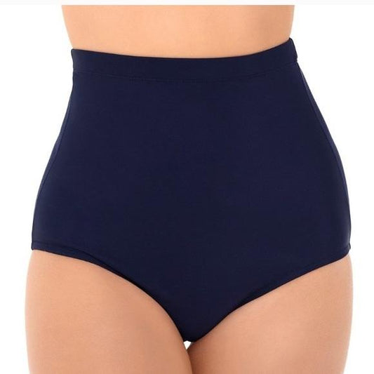 NWT Swim Solutions Solid Navy SZ 8 Ultra High-Waist Bikini Swim Bottom #104096