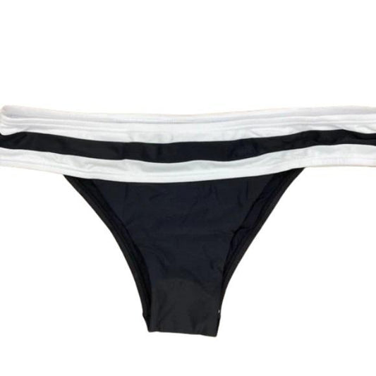 NWT Pilyq Midnight Gold S Color Block Banded Cheeky Bikini Swim Bottom #104097