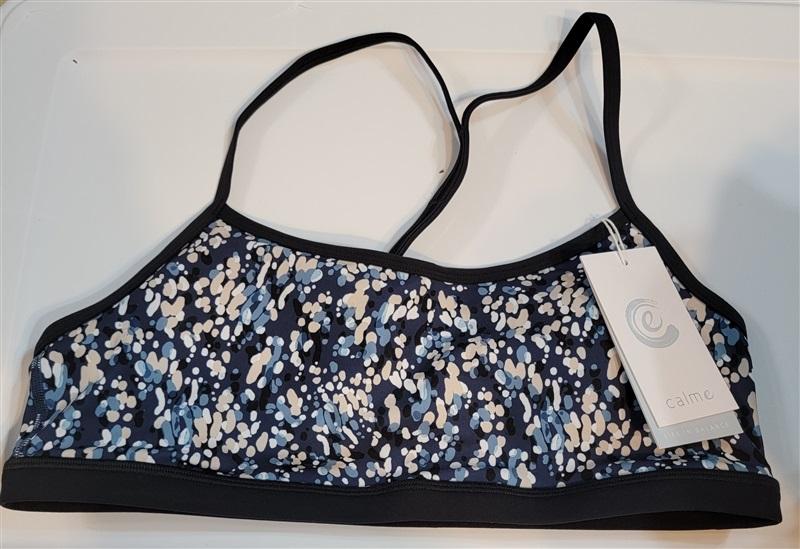 NWT Calme M Endure Sports Yoga Bra Cropped Tank Top Blue Polka Dot 104102