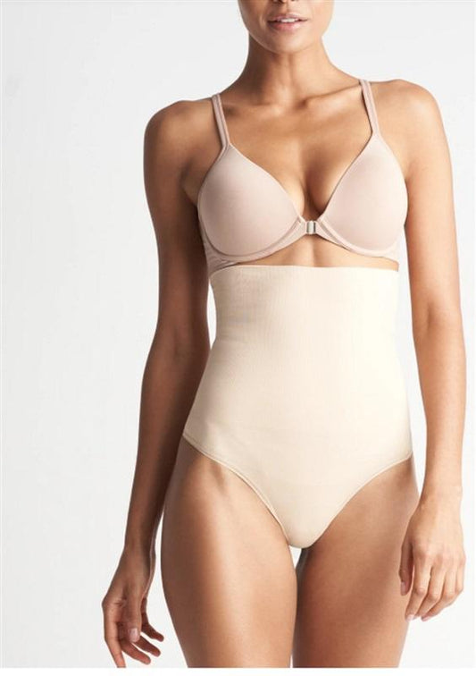 NWT Yummie Tummie M/L High Waist Shaping Thong YT5-204 DK Beige 104122