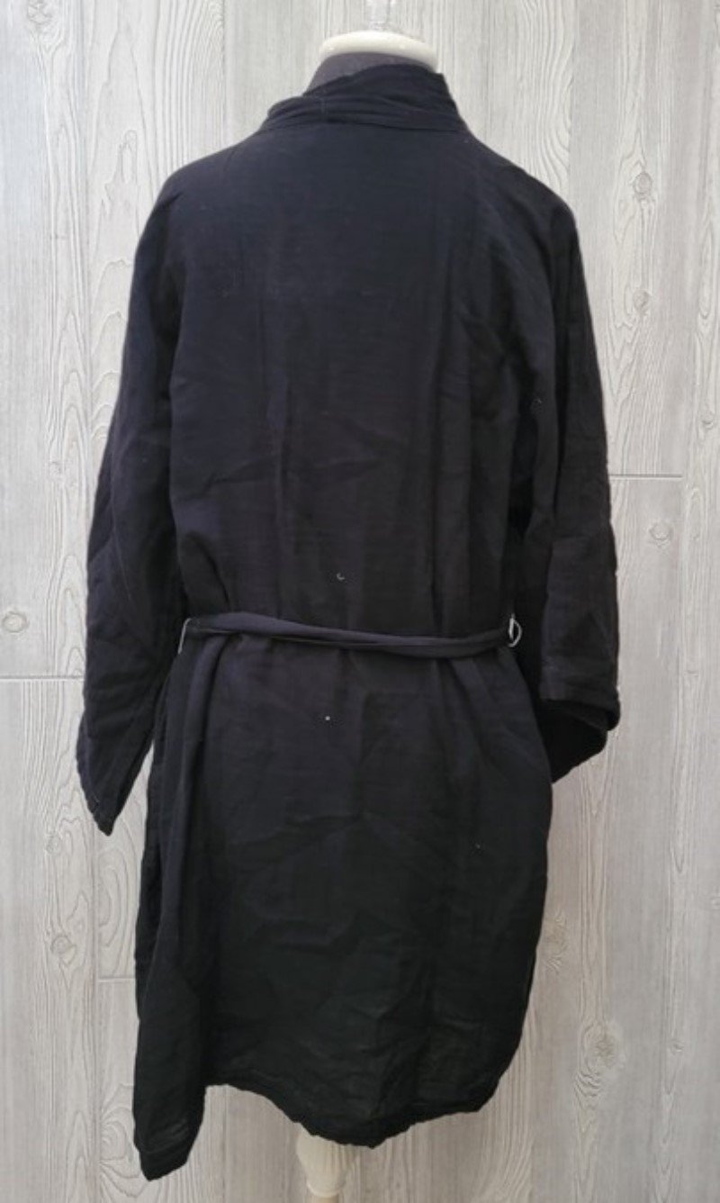 NWT Calme M Double Gauze Belted Kimono Robe Black 105209